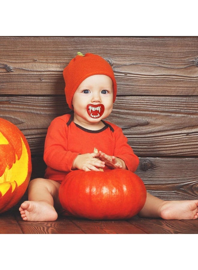 INTATIKOO Funny Pacifier for Baby 0-18 Months Baby Halloween Pumpkin Skeleton Vampires Pacifiers Halloween Gifts for Babies BPA Free (4 Packs) - Image 3